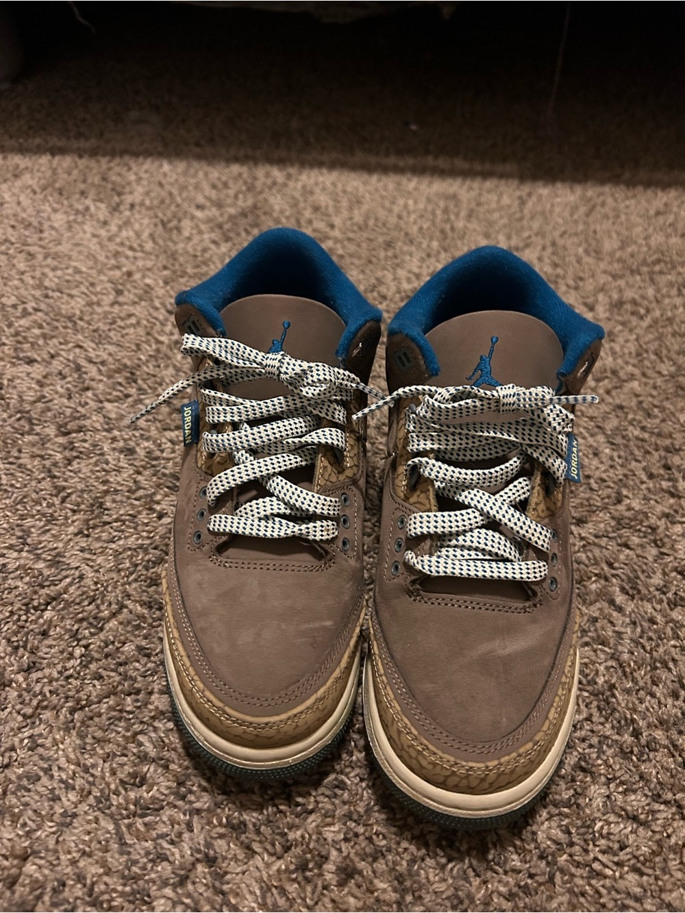 Jordan big kids Brown Sneakers with Blue Lining